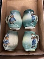4 pottery cups