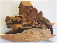Hand Crafted Wood Mill Scene