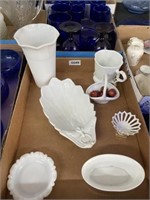 Box lot with white glass