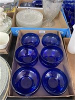 Blue glass box lot