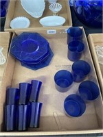 Blue glass box lot