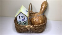 LARGE BASKET, BUTTERFLY HOUSE AND DECOR