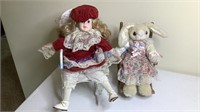 DOLL IN ROCKING CHAIR AND BUNNY IN ROCKING CHAIR