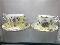Pair Cup & Saucers - Queen Anne & Royal Crown