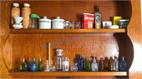 CONTENTS OF TOP TWO SHELVES KITCHEN BUILT IN