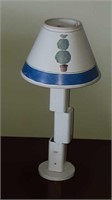 Metal lamp with hand-painted paper shade 19.5"