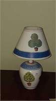 Ceramic lamp with hand-painted paper shade 15"