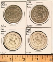 four silver pesos A