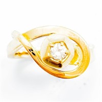 Diamond & Yellow Gold Looped Ribbon Ring