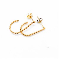 Twisted Wire Yellow Gold J-Hoop Earrings