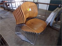 (8) Stackable Chairs Wood/Metal