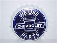 We Use Chevrolet Parts Bottle Cap Sign