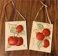 Two Ceramic apple themed wall hangers