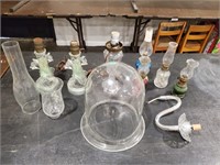 VINTAGE OIL LAMPS AND BELL JAR