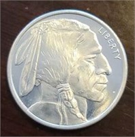 One Ounce Silver Round: Indian/Buffalo #2