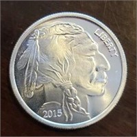 One Ounce Silver Round: Indian/Buffalo #4