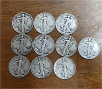 (10) U.S. Walking Liberty Half Dollars #1