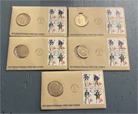 (5) 1975 Bicentennial First Day Cover Stamp & Coin