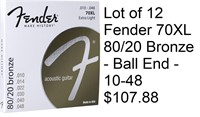 New Lot of 12 Fender 70XL 80/20 Bronze - Ball End