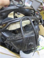Box of Youth Baseball Equipment - Facemask, Pads