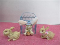 2 Rabbit Figure w/ Basket