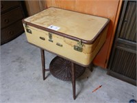 Wicker Table w/ Suitcase Attached