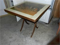 Antique Folding Table w/ Horse Scene