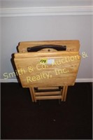 4 WOODEN TV TRAYS