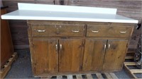 WOODEN BASE CABINET W/COUNTERTOP