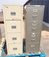 (2) 4 DRAWER FIRE SAFE CABINETS - 1 HAS KEY -