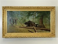 E. A. Humphrey Hunting Camp Oil Painting