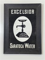 "Excelsior Saratoga Water" Framed Advertising Sign