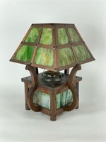 Arts & Crafts Slag Glass Table Lamp
