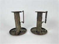 Pair of Arts & Crafts Copper Chamber Sticks