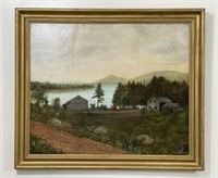 E.A. Bucklong Oil on Canvas Lakeside House