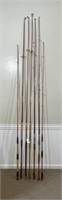 7 Vintage Boat Rods with Wooden Handles