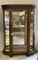 R. J. Horner & Co. Oak Curved Glass China Cabinet