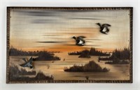Roy Conklin Oil Painting w/ 3 Flying Mallards