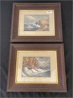 Pair of Seascape Watercolor Paintings by O.N. Rood