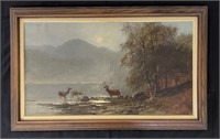 Clarence Alphonse Gagnon Oil Painting of Deer