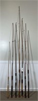 7 Antique Wooden Bamboo Boat Rods