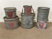 Collection of Falls City Galvanized Minnow Buckets