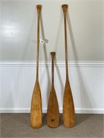 3 Wooden Natural Finish Canoe Paddles