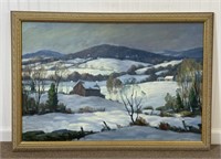 George Halloway Oil on Canvas Winter Countryside