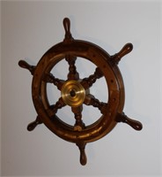 Wood and brass decorative ship's wheel