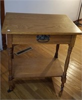 Oak side table with drawer & shelf