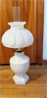 Oil Lamp, white glass shade