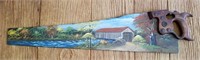 Hand Saw, hand painted, signed O. Clemons 1986