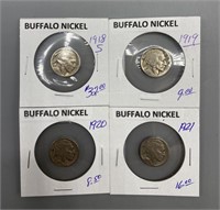 Four Great Date Buffalo Nickel Coins