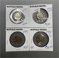 Four Buffalo Nickel Coins